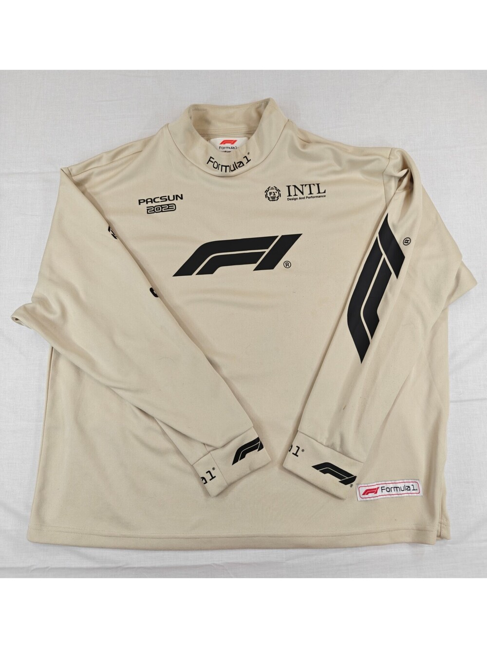 Pacsun Formula 1 Licensed F1 Logo Long Sleeve Shirt Beige